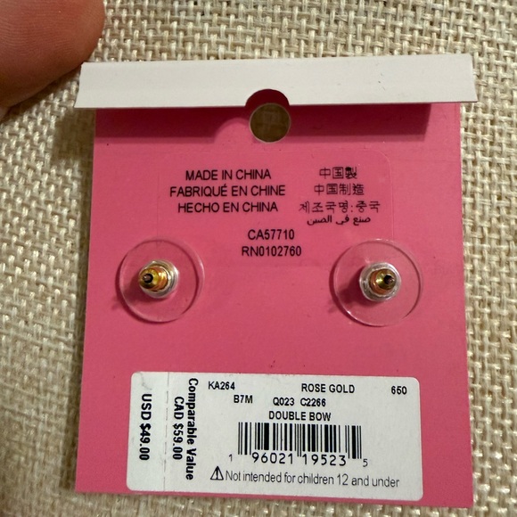 Kate Spade Rose Gold Double Bow Earrings - Picture 2 of 2